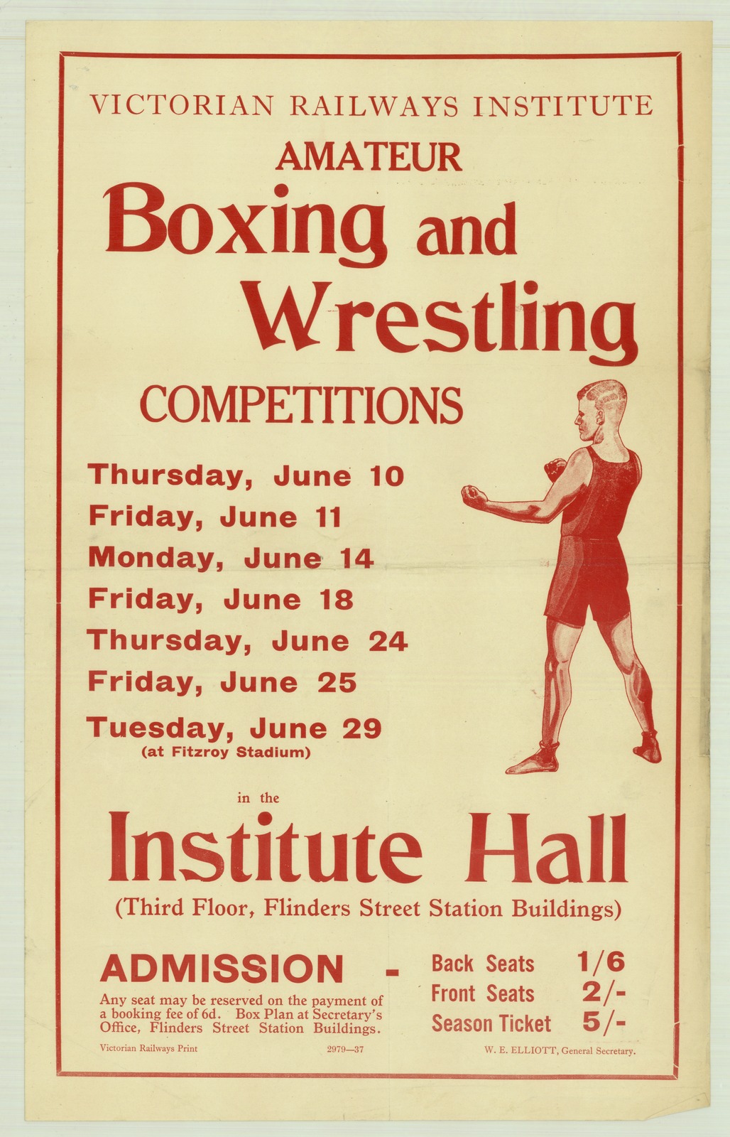 Victorian Railways Institute amateur boxing and wrestling competitions. Credit: Victorian Railways via State Library Victoria